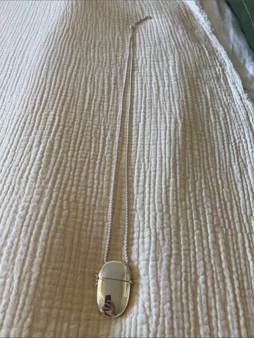 Mango Silver Oval Locket Pendant Necklace